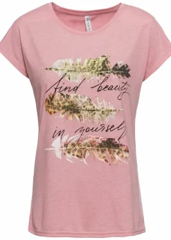 bonprix Shirts & Tops^T-Shirt mit Glitzerdruck rauchrose bedruckt