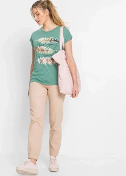 bonprix Shirts & Tops^T-Shirt mit Glitzerdruck salbeigrün bedruckt