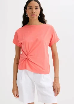 bonprix Shirts & Tops^T-Shirt mit Knotendetail helllachs