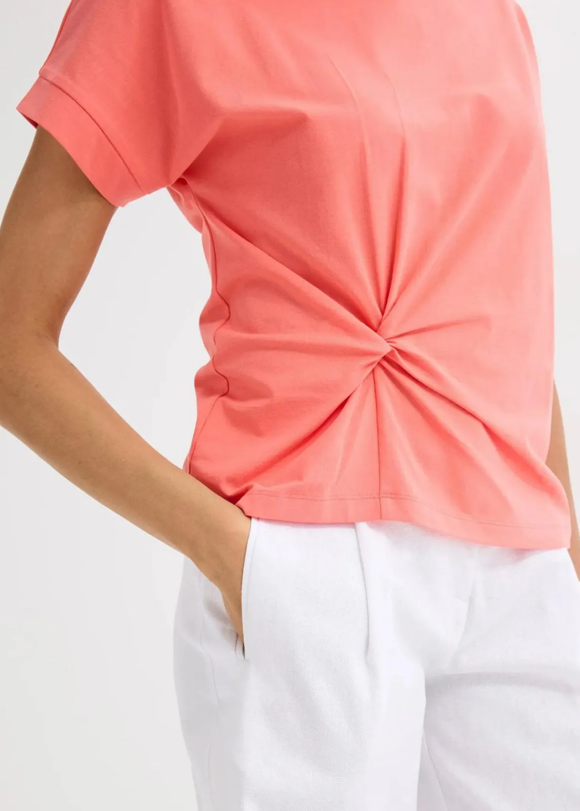 bonprix Shirts & Tops^T-Shirt mit Knotendetail helllachs
