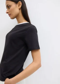 bonprix Shirts & Tops^T-Shirt mit Kontrastdetail schwarz
