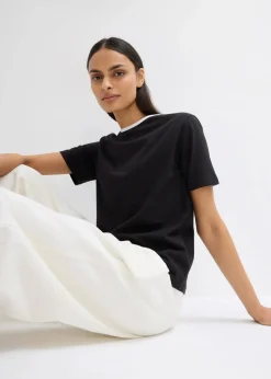 bonprix Shirts & Tops^T-Shirt mit Kontrastdetail schwarz