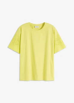 bonprix Shirts & Tops^T-Shirt mit Lochstickerei zitrusgelb