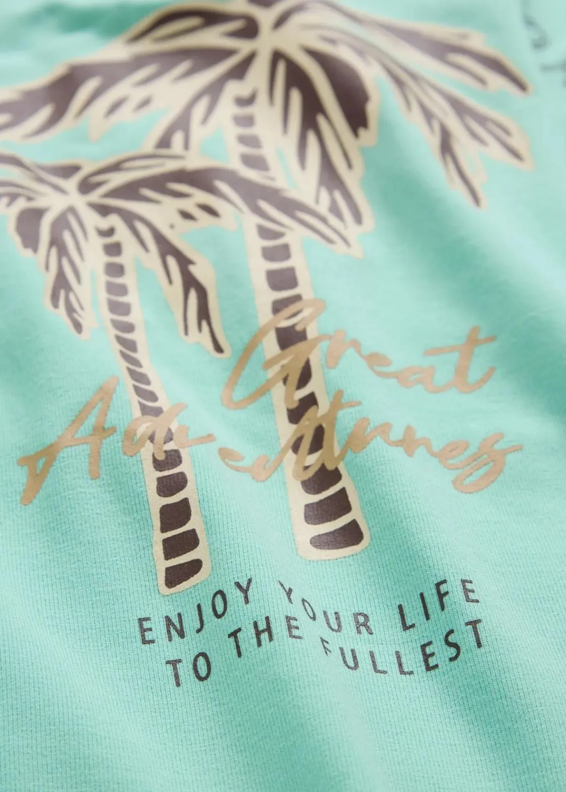 bonprix Nachhaltigere Materialien|Shirts & Tops^T-Shirt mit Motivprint mentholblau/dunkelbraun graphisch bedruckt