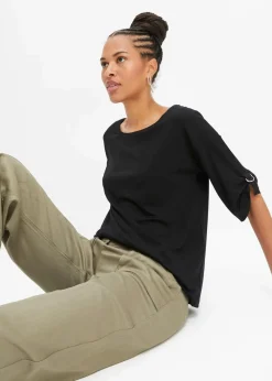 bonprix Shirts & Tops|Nachhaltigere Materialien^T-Shirt mit U-Boot-Ausschnitt schwarz