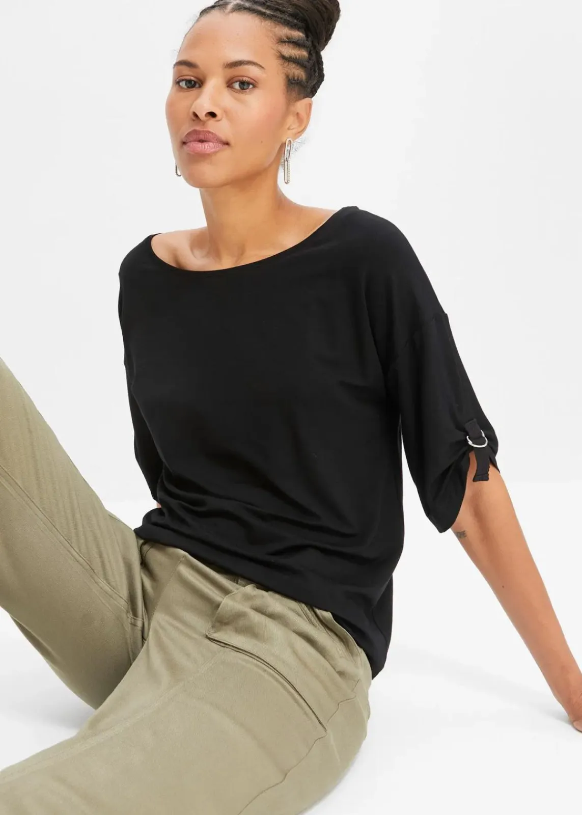bonprix Shirts & Tops|Nachhaltigere Materialien^T-Shirt mit U-Boot-Ausschnitt schwarz