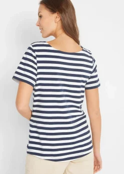bonprix Bekleidung·Röcke|Basics^T-Shirt mit U-Boot-Ausschnitt weiß/dunkelblau gestreift