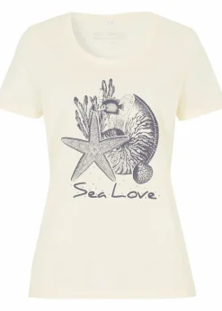 bonprix Nachhaltigere Materialien|Shirts & Tops^T-Shirt Sea Love cremeweiss/dunkelblau bedruckt