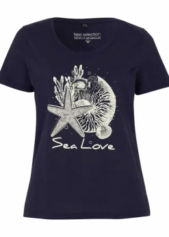 bonprix Shirts & Tops|Nachhaltigere Materialien^T-Shirt Sea Love dunkelblau/cremeweiss bedruckt