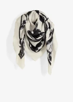 bonprix Schals & Tücher|Schuhe & Accessoires In Spezialgrößen·Tücher & Ponchos^Tuch schwarz/creme bedruckt