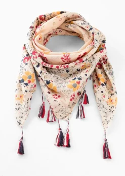 bonprix Schals & Tücher|Schuhe & Accessoires In Spezialgrößen·Tücher & Ponchos^Tuch aus reiner Baumwolle creme geblümt