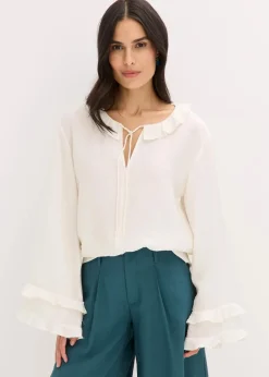 bonprix Blusen & Tuniken|Bekleidung·Jacken & Mäntel^Tunika aus feinem Viskose-Mix wollweiß