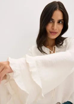 bonprix Blusen & Tuniken|Bekleidung·Jacken & Mäntel^Tunika aus feinem Viskose-Mix wollweiß
