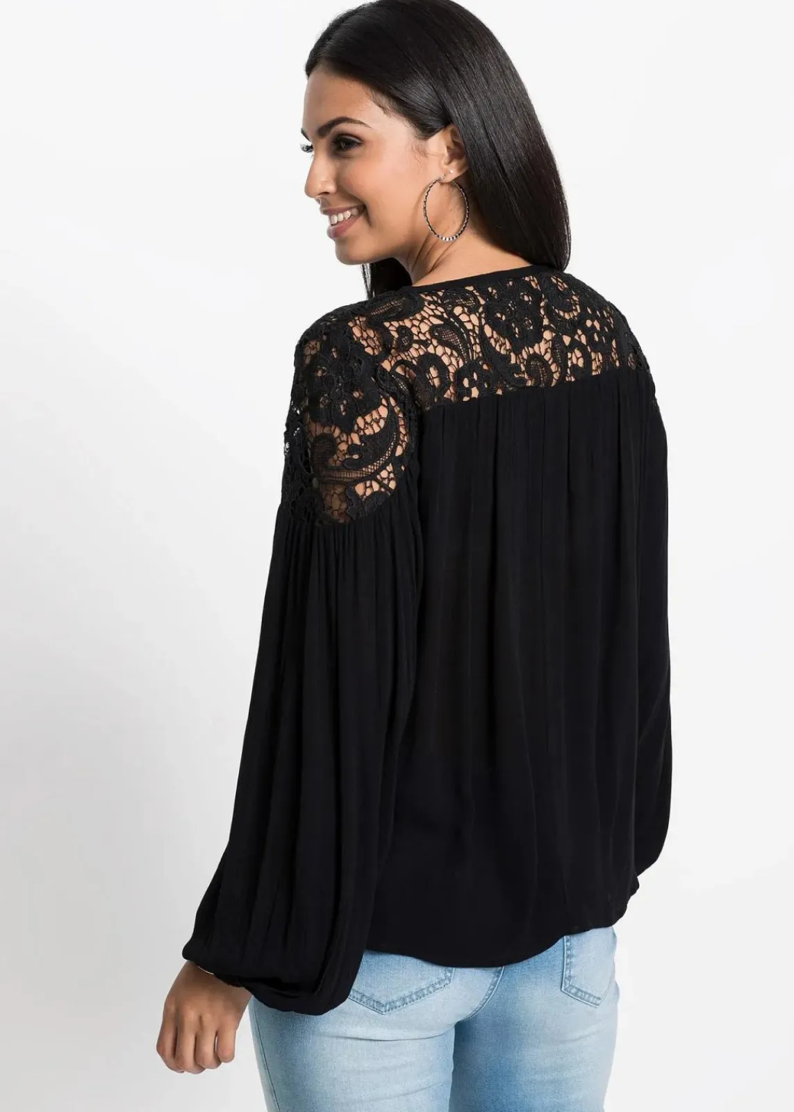 bonprix Bekleidung·Jacken & Mäntel|Nachhaltigere Materialien^Tunika aus fließender Viskose schwarz