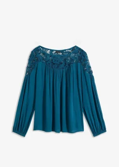 bonprix Blusen & Tuniken|Nachhaltigere Materialien^Tunika aus fließender Viskose blaupetrol