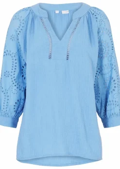 bonprix Blusen & Tuniken|Bekleidung·Jacken & Mäntel^Tunika aus luftigem Musselin mittelblau