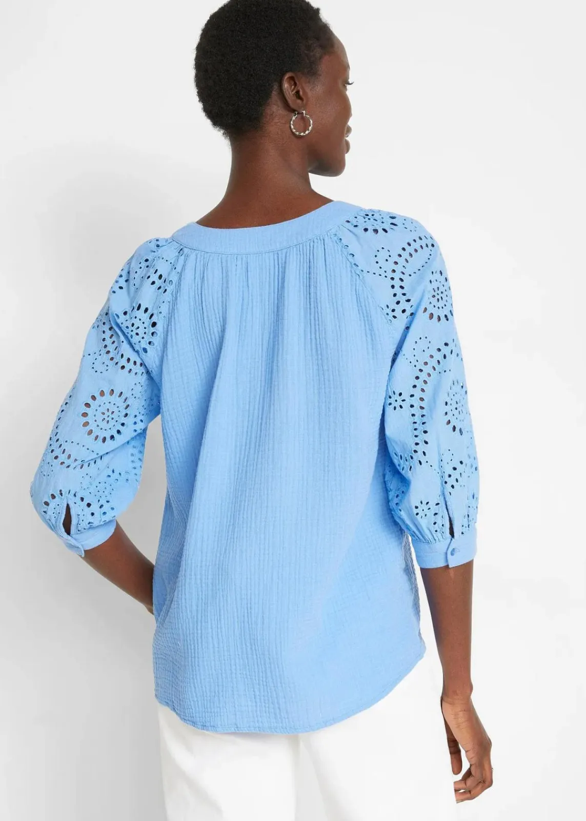 bonprix Blusen & Tuniken|Bekleidung·Jacken & Mäntel^Tunika aus luftigem Musselin mittelblau
