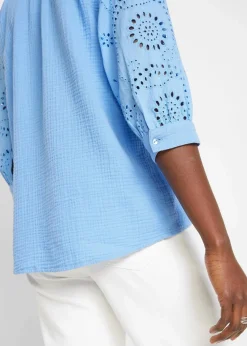 bonprix Blusen & Tuniken|Bekleidung·Jacken & Mäntel^Tunika aus luftigem Musselin mittelblau