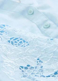 bonprix Premium|Blusen & Tuniken^Tunika aus reinem Leinen, mit Lochstickerei eisblau