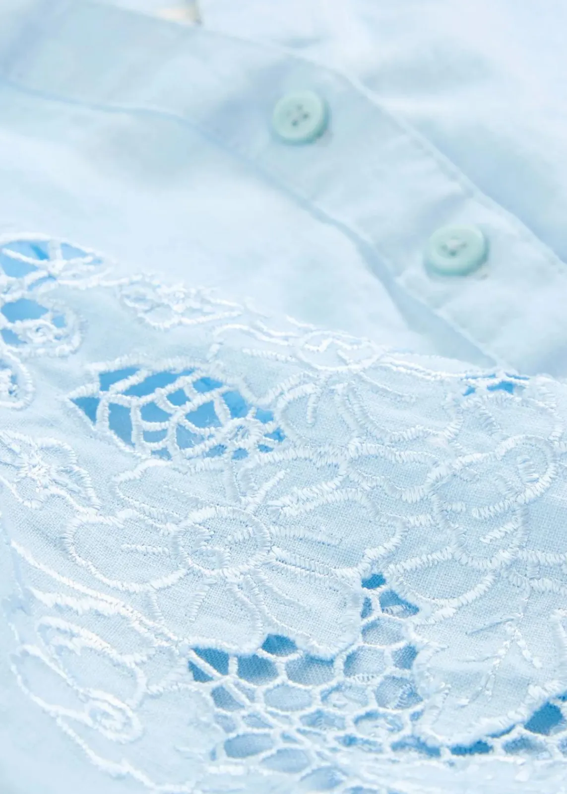 bonprix Premium|Blusen & Tuniken^Tunika aus reinem Leinen, mit Lochstickerei eisblau