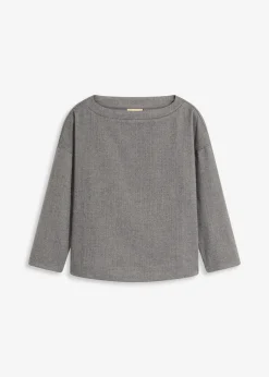 bonprix Blusen & Tuniken|Bekleidung·Jacken & Mäntel^Tunika mit Fischgratmuster aus fester Ware grau meliert