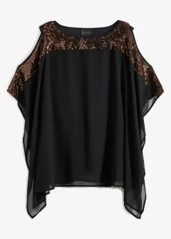 bonprix Bekleidung·Jacken & Mäntel|Festliche Mode^Tunika mit Pailletten schwarz/metallic kupfer