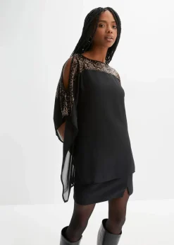 bonprix Bekleidung·Jacken & Mäntel|Festliche Mode^Tunika mit Pailletten schwarz/metallic kupfer