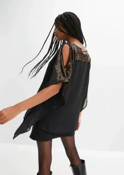 bonprix Bekleidung·Jacken & Mäntel|Festliche Mode^Tunika mit Pailletten schwarz/metallic kupfer