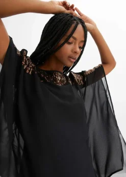 bonprix Bekleidung·Jacken & Mäntel|Festliche Mode^Tunika mit Pailletten schwarz/metallic kupfer