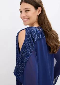bonprix Blusen & Tuniken|Festliche Mode^Tunika mit Pailletten mitternachtsblau