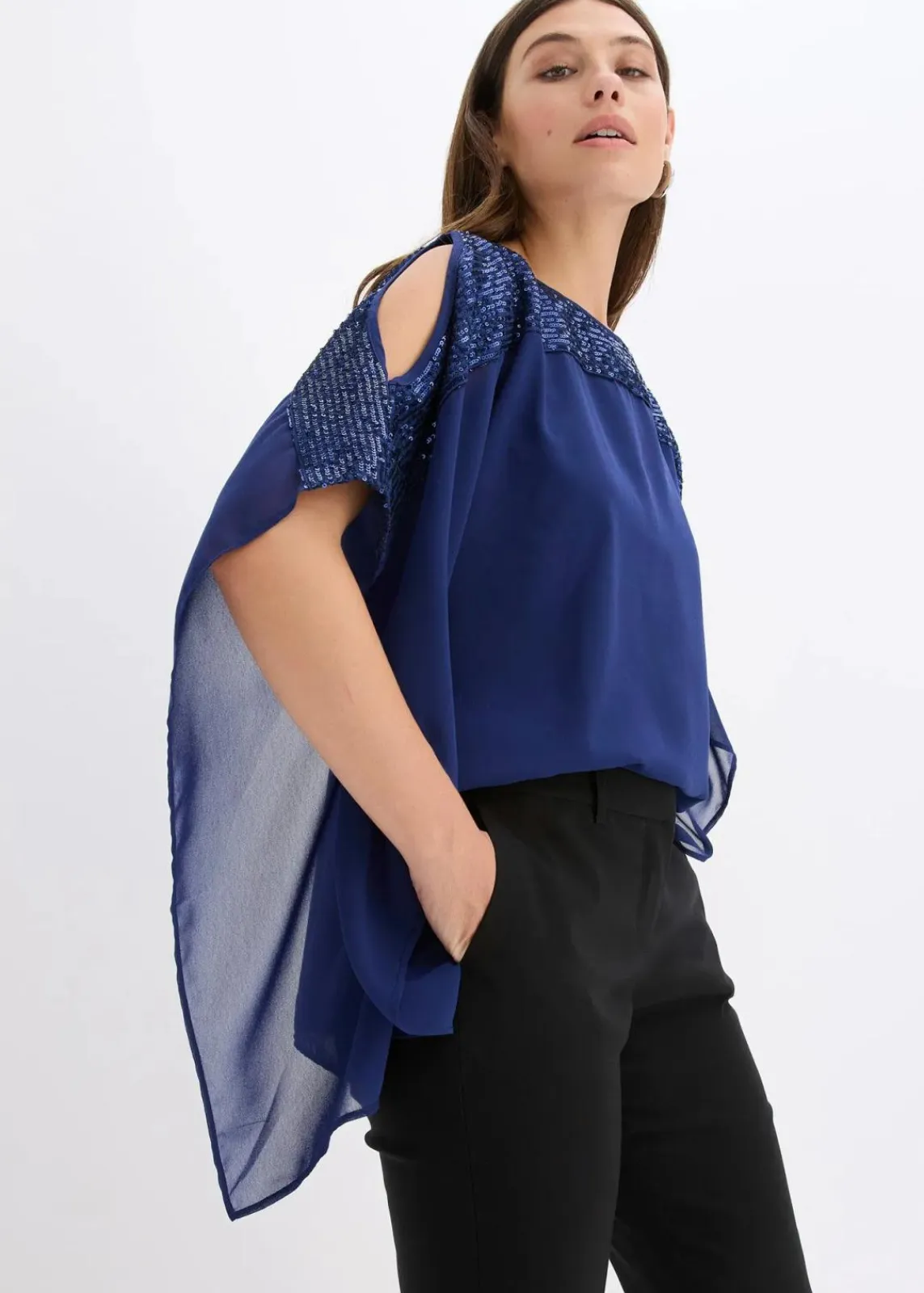 bonprix Blusen & Tuniken|Festliche Mode^Tunika mit Pailletten mitternachtsblau