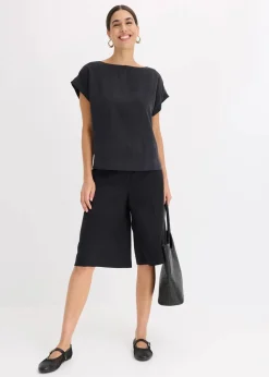 bonprix Blusen & Tuniken|Bekleidung·Jacken & Mäntel^Tunika mit U-Boot Ausschnitt schwarz