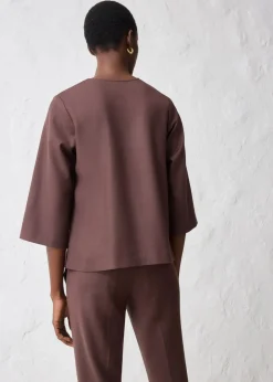 bonprix Blusen & Tuniken|Bekleidung·Jacken & Mäntel^Tunika mit Wolle dunkelbraun