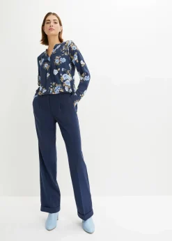 bonprix Blusen & Tuniken|Nachhaltigere Materialien^Tunikabluse dunkelblau/blau floral