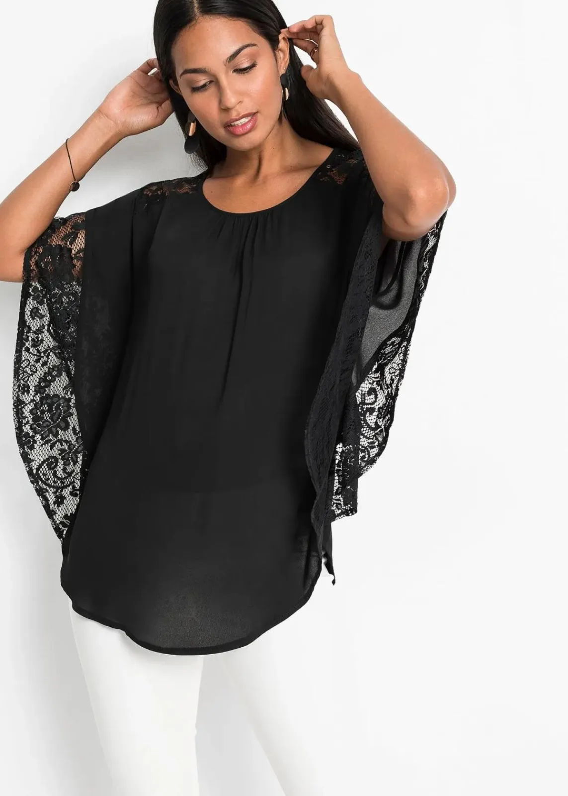 bonprix Blusen & Tuniken|Nachhaltigere Materialien^Tunikabluse schwarz