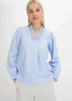 bonprix Bekleidung·Jacken & Mäntel|Blusen & Tuniken^Tunikabluse hellblau/weiß gestreift