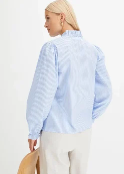 bonprix Bekleidung·Jacken & Mäntel|Blusen & Tuniken^Tunikabluse hellblau/weiß gestreift