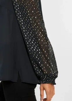 bonprix Bekleidung·Jacken & Mäntel^Tunikabluse schwarz/metallic gold bedruckt