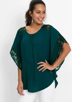 bonprix Bekleidung·Jacken & Mäntel|Nachhaltigere Materialien^Tunikabluse tiefgrün