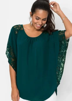 bonprix Bekleidung·Jacken & Mäntel|Nachhaltigere Materialien^Tunikabluse tiefgrün