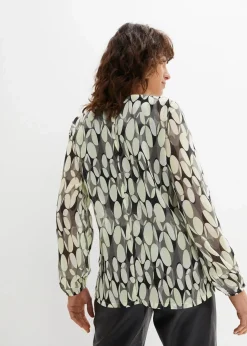 bonprix Blusen & Tuniken|Bekleidung·Jacken & Mäntel^Tunikabluse helllimone/new khaki bedruckt
