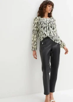 bonprix Blusen & Tuniken|Bekleidung·Jacken & Mäntel^Tunikabluse helllimone/new khaki bedruckt