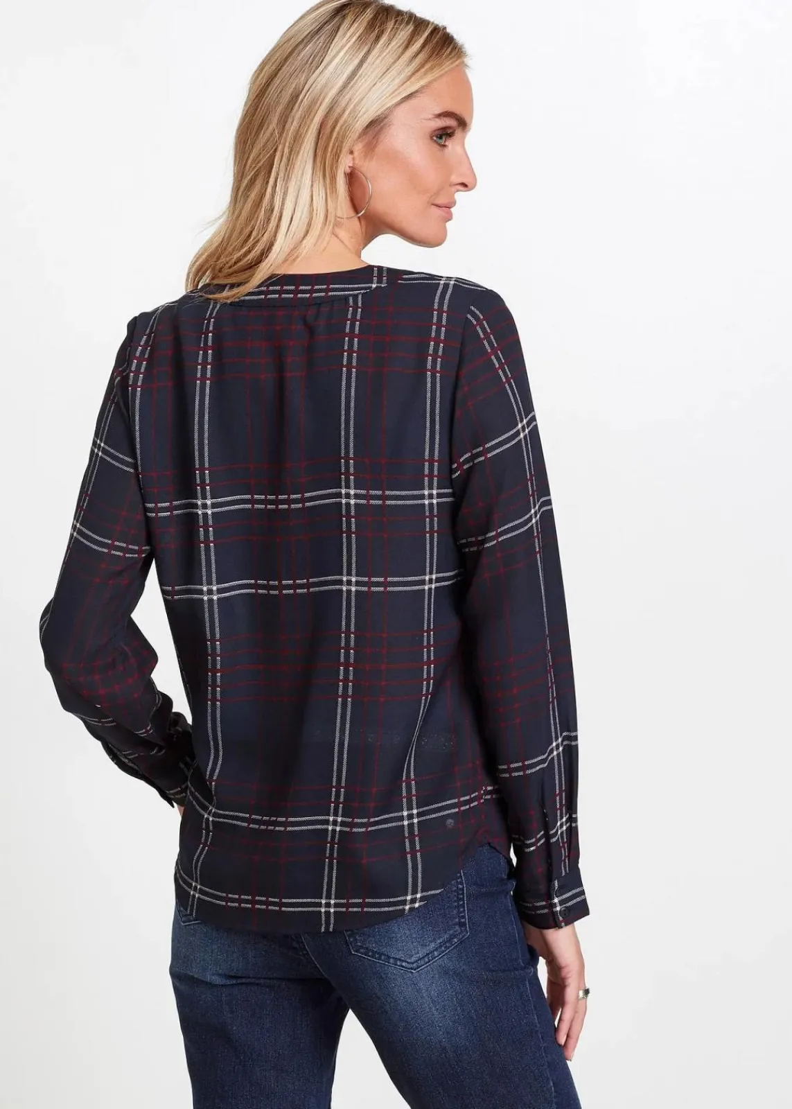 bonprix Bekleidung·Jacken & Mäntel|Nachhaltigere Materialien^Tunikabluse dunkelblau kariert