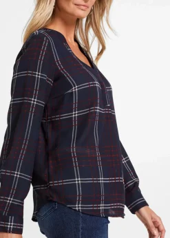 bonprix Bekleidung·Jacken & Mäntel|Nachhaltigere Materialien^Tunikabluse dunkelblau kariert