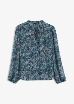 bonprix Bekleidung·Jacken & Mäntel|Blusen & Tuniken^Tunikabluse blau bedruckt