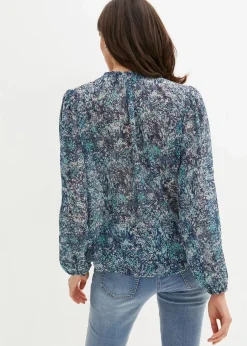 bonprix Bekleidung·Jacken & Mäntel|Blusen & Tuniken^Tunikabluse blau bedruckt