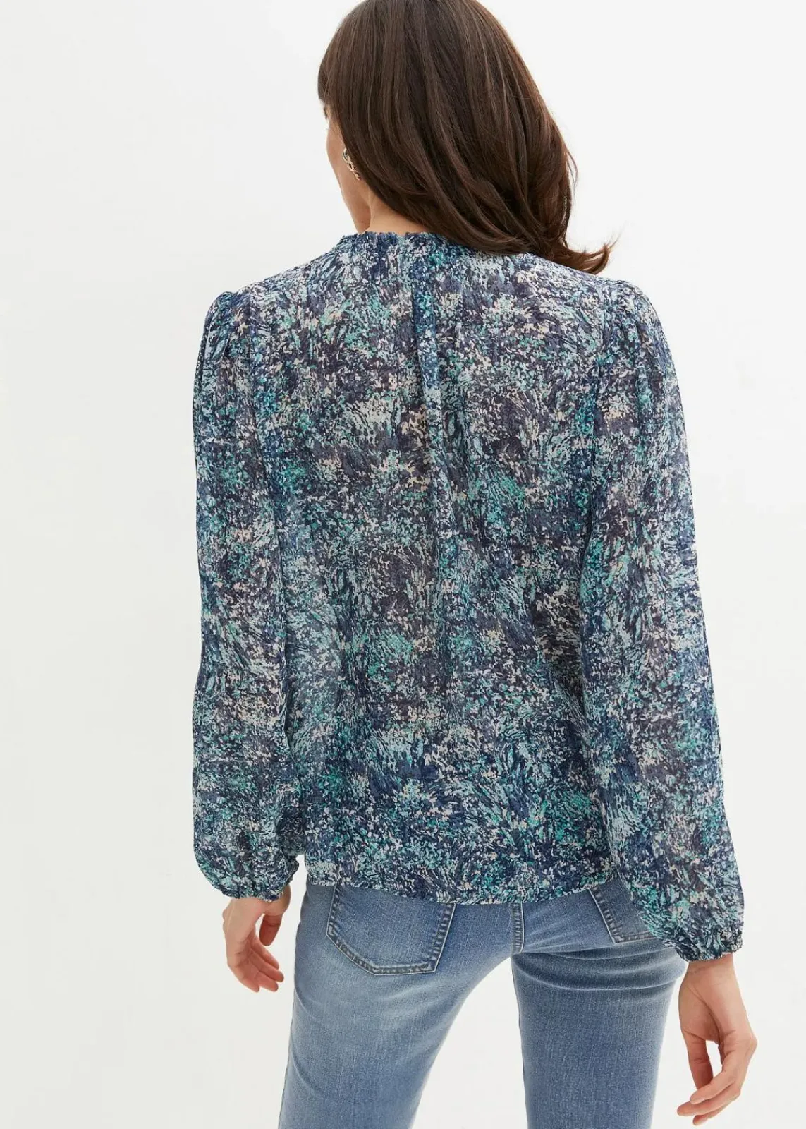 bonprix Bekleidung·Jacken & Mäntel|Blusen & Tuniken^Tunikabluse blau bedruckt