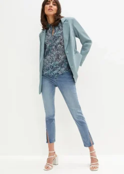 bonprix Bekleidung·Jacken & Mäntel|Blusen & Tuniken^Tunikabluse blau bedruckt