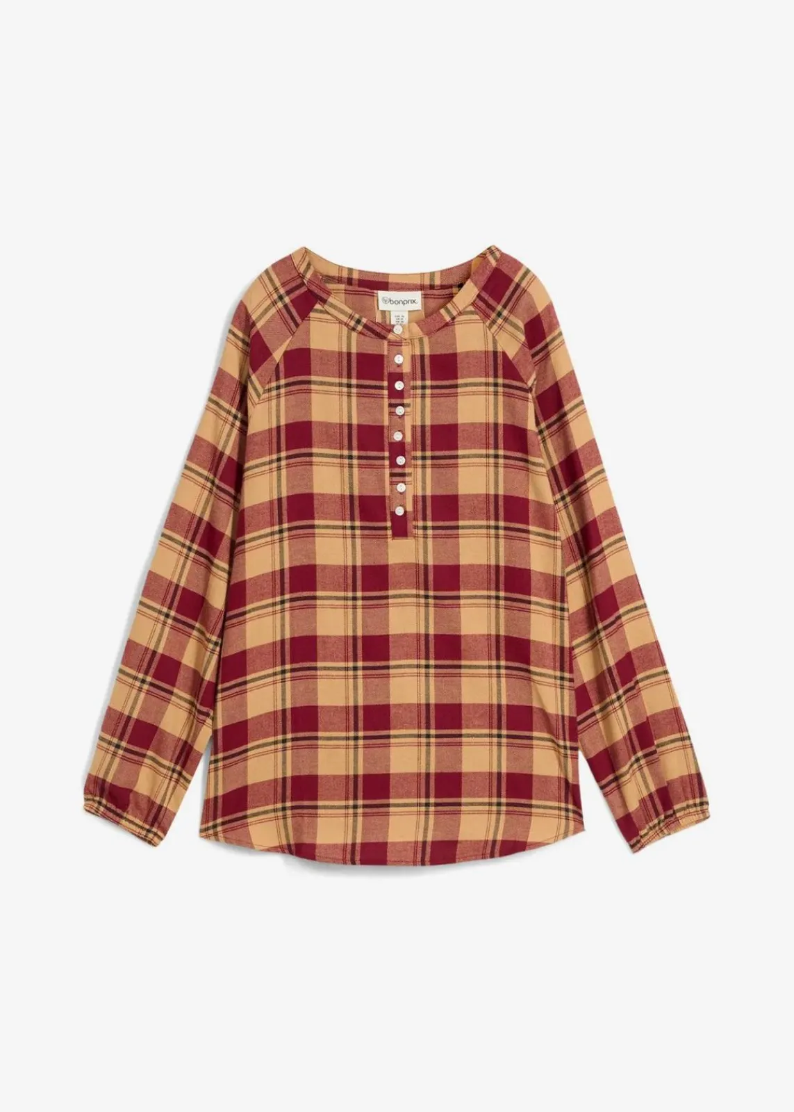 bonprix Bekleidung·Jacken & Mäntel|Blusen & Tuniken^Tunikabluse aus Flanell pflaumenrot kariert