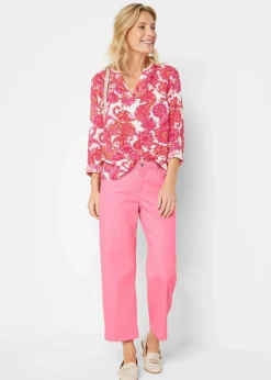 bonprix Bekleidung·Jacken & Mäntel|Nachhaltigere Materialien^Tunikabluse aus fließender Viskose pinklady/knallrosa/softorange paisley